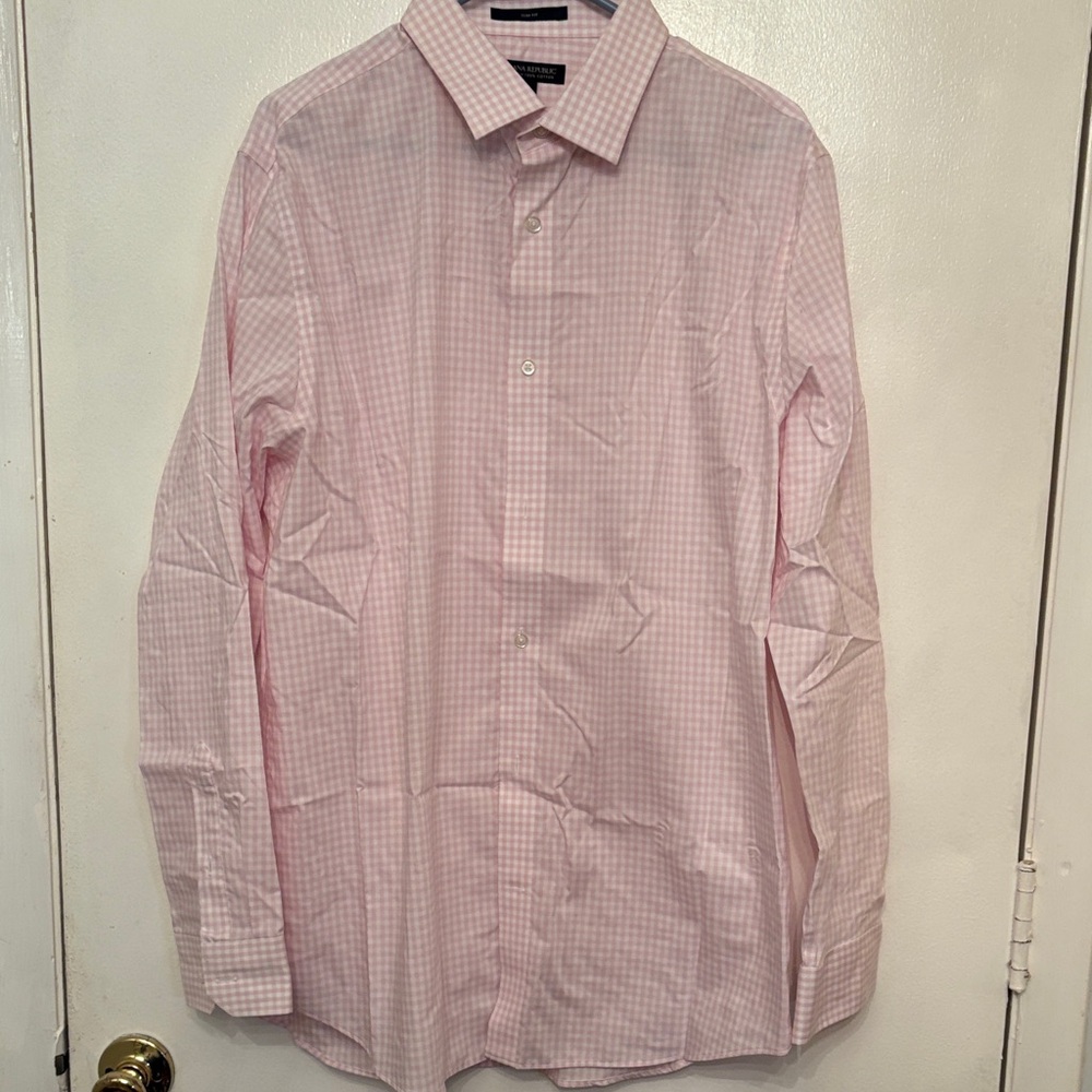 Banana Republic Pink Gingham Dress Shirt